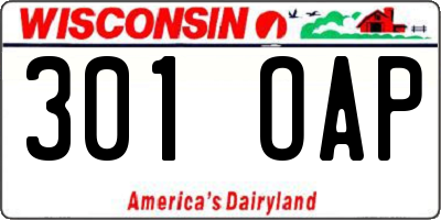 WI license plate 301OAP