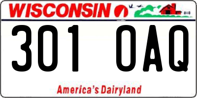 WI license plate 301OAQ