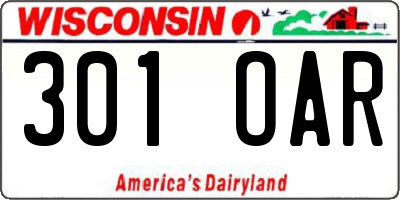 WI license plate 301OAR
