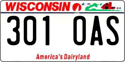 WI license plate 301OAS