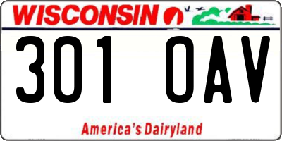 WI license plate 301OAV
