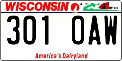 WI license plate 301OAW