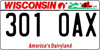 WI license plate 301OAX