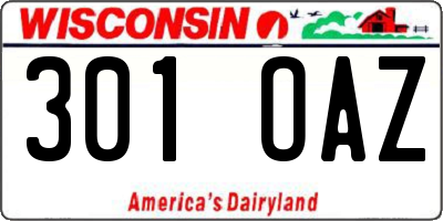 WI license plate 301OAZ