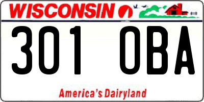 WI license plate 301OBA