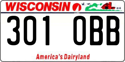 WI license plate 301OBB
