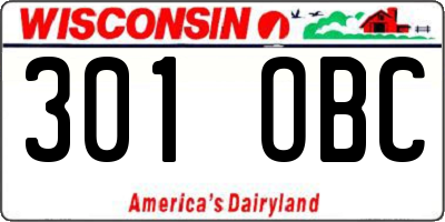 WI license plate 301OBC