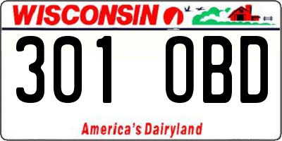WI license plate 301OBD