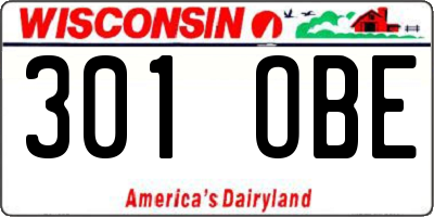 WI license plate 301OBE