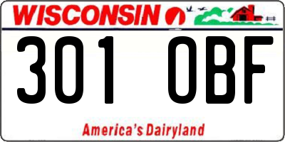 WI license plate 301OBF