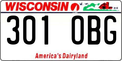 WI license plate 301OBG
