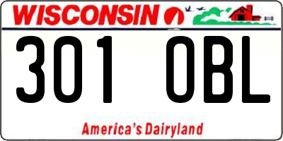 WI license plate 301OBL