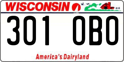 WI license plate 301OBO