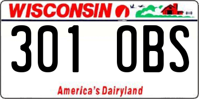 WI license plate 301OBS