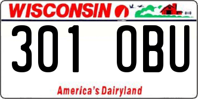 WI license plate 301OBU