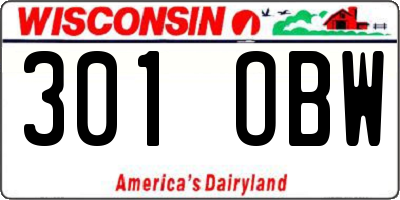 WI license plate 301OBW