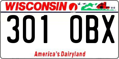 WI license plate 301OBX