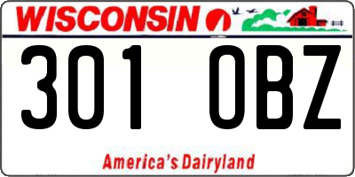 WI license plate 301OBZ