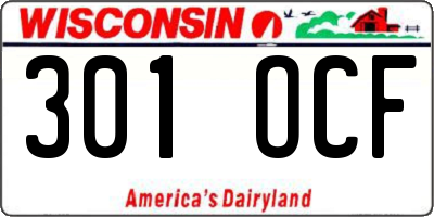 WI license plate 301OCF