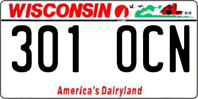 WI license plate 301OCN