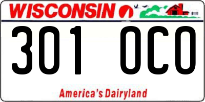 WI license plate 301OCO