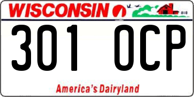 WI license plate 301OCP