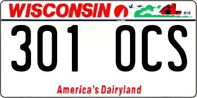 WI license plate 301OCS