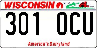 WI license plate 301OCU