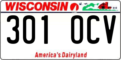 WI license plate 301OCV