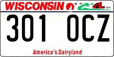 WI license plate 301OCZ
