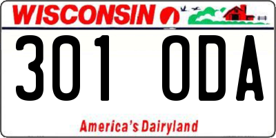 WI license plate 301ODA
