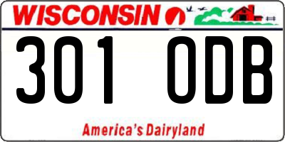 WI license plate 301ODB