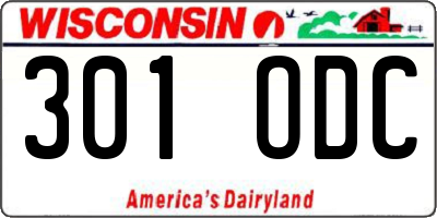 WI license plate 301ODC