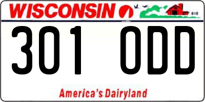 WI license plate 301ODD