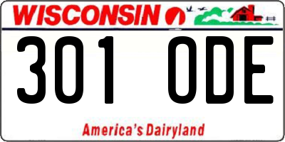 WI license plate 301ODE