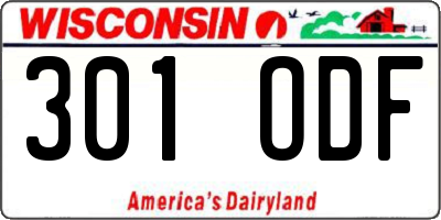 WI license plate 301ODF