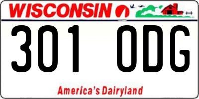 WI license plate 301ODG
