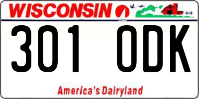 WI license plate 301ODK