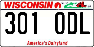 WI license plate 301ODL