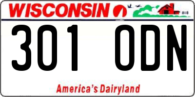 WI license plate 301ODN