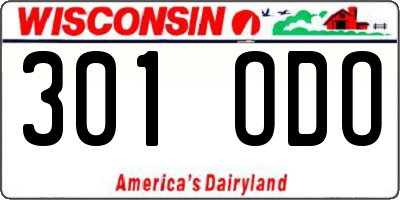WI license plate 301ODO