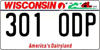 WI license plate 301ODP