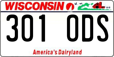 WI license plate 301ODS