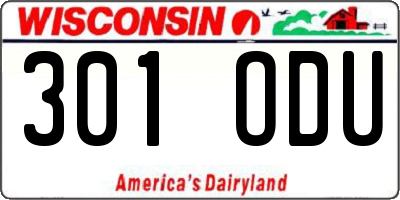 WI license plate 301ODU