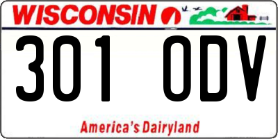 WI license plate 301ODV