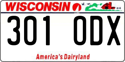 WI license plate 301ODX
