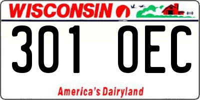 WI license plate 301OEC