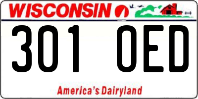 WI license plate 301OED