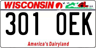 WI license plate 301OEK