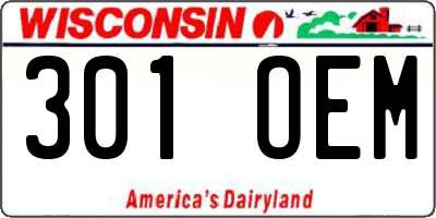 WI license plate 301OEM